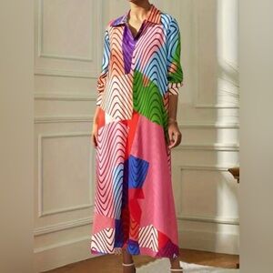 Colorful Geometric Patterned Maxi Dress